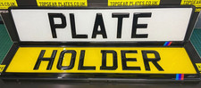 2 x 3D Gloss Gel Domed - Quick Release - Number Plate Holder - BMW BLACK 3 STRIP