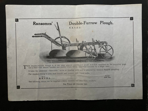 Ransomes double furrow - &, light