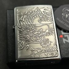 Zippo Dragon Japanese Pattern Etching Silver Regular Case Oil Lighter Japan New