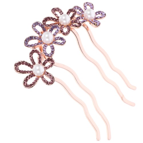 Bridal hair comb purple - hair, pearl