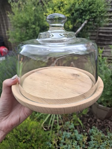 Vintage 1980s glass dome teak