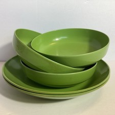 Vintage MCM Rosti Denmark 5 Pc Bowl Set Mepal Melamine Avocado Green Copenhagen