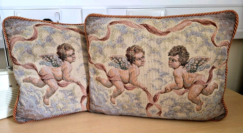 Pair vintage cherub angel - pair,