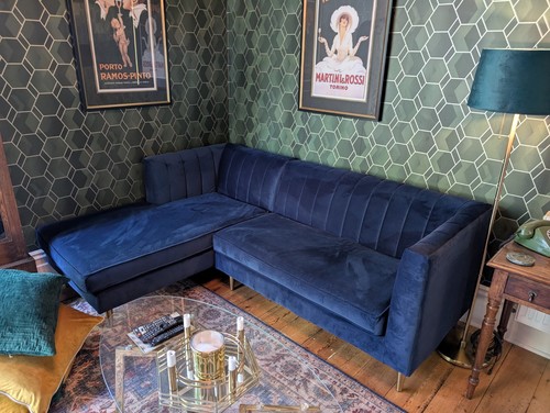 Made com blue - velvet, corner