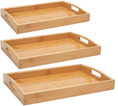 Bamboo serving trays wooden - bamboo,