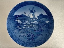 Vintage wall plate 1970 Collection Porcelain Denmark Royal Wind mill blue old