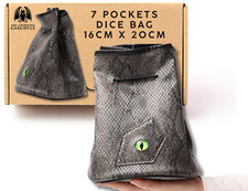 Dice Pouch DnD Black Dragon Huge Dice Bag - 7 Pockets D&D Dungeons & Dragons RPG
