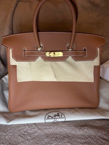 Gold leather hermès birkin - gold,