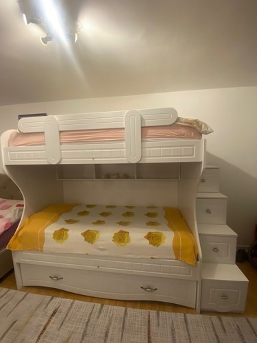 White wooden bunk - white, with