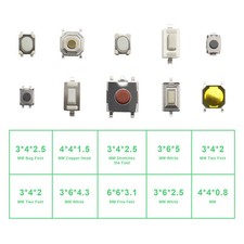 250PCS Car Remote Control Key Tactile Push Button Switch Assortment Kit 10 Value