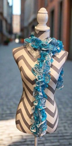 Ruffled scarf handmade with - scarf,