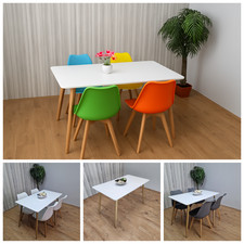 Modern Dining Table + Tulip Chairs Set Wooden Legs Kitchen Home Furniture
