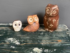 Three Small Studio Pottery Owl