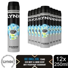 Lynx XXL Antiperspirant Deodorant Body Spray Ice Chill 72-Hour 250ml, 12Pack