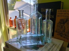 Six Very Nice Old Antique Smooth Base Medicine Bottles