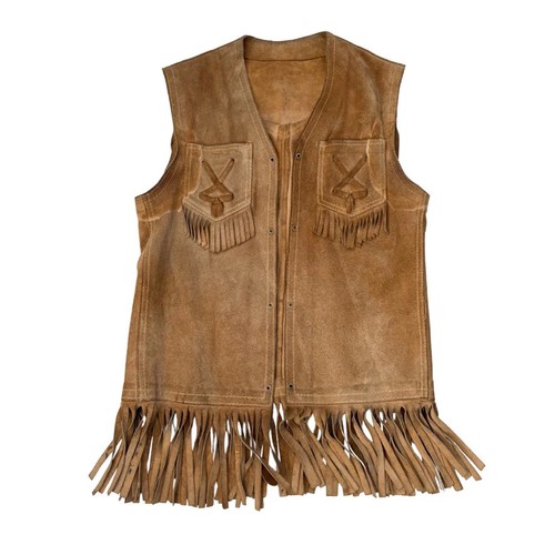 Suede fringe vest - suede,