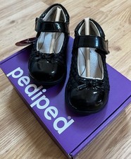 Pediped Isabella Mary Jane Shoes Black Patent Leather Flex System EU 24/US 8
