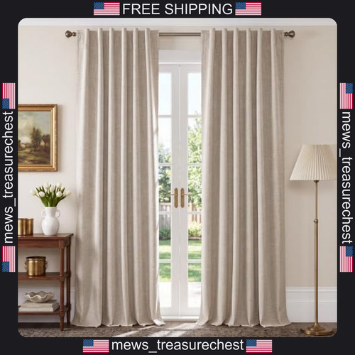 Linen blackout curtains 52x90 - linen,