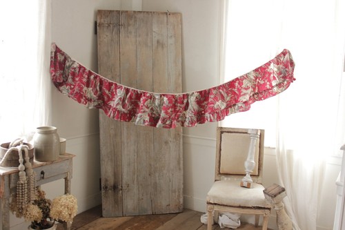 Antique french toile ruffle - toile,