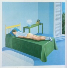 Nude man on bed Tarzana David Hockney print in 11 x 14 mount ready to frame