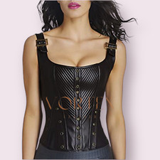 Womens Black Leather Corset