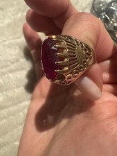 Vintage Original Soviet Solid Rose Gold Ruby Ring 583 14K USSR, Gold Ruby Ring