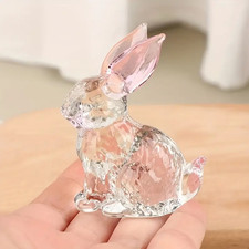 Crystal Glass Animal Figurines Rabbit Swan Elephant Ornament Paperweight Boxed