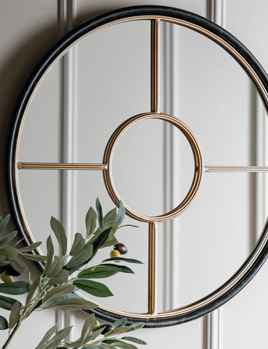 Large round wall mirror black - large, mirror,