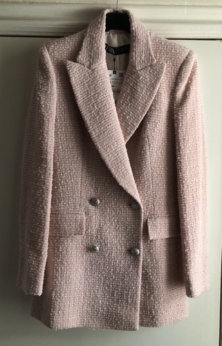 Zara pink white blazer - blazer, jacket