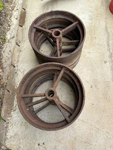 Antique cast iron cart wheel - iron,