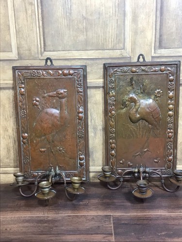 Pair arts crafts brass - &,