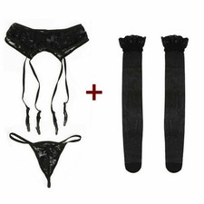 Sexy Women Lace Bowknot Garters Stocking Suspender Belt and Sock