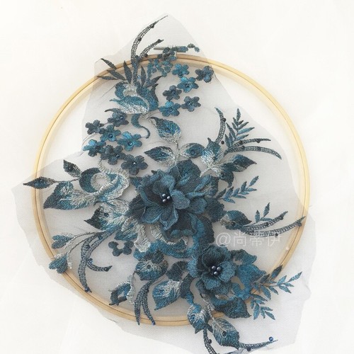 Floral lace beaded embroidery - beaded,