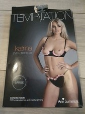 BNIP Ann Summers Temptation Katrina PVC Cupless Bra & Thong Set Size Large