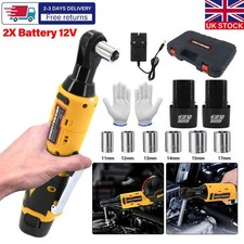 100Nm Electric Cordless Right Ratchet 3/8" 90° Angle Wrench with 2 Batteries DIY