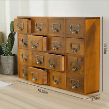 16 Drawers Vintage Tabletop Library Card Catalog Cabinet Apothecary Storage Box
