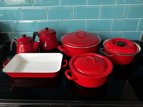 Vintage red white enamel - vintage, red/white