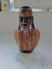 Vintage Hand Carved Wood Woman Sculpture African Art Head Statue Figure