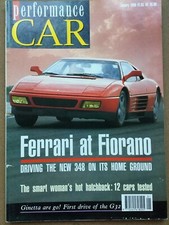 Performance Car Magazine - January 1990 - Ferrari 348, Hot Hatches, Ginetta G32