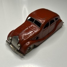 TRI-ANG MINIC 9M STREAMLINE SALOON BROWN TINPLATE WORKING CLOCKWORK MOTOR & KEY