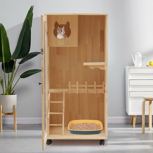 Wooden large indoor - wooden, cat