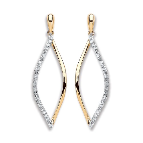 9ct gold diamond drop - gold,