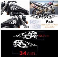 Pair of Motorcycle Skull Flame