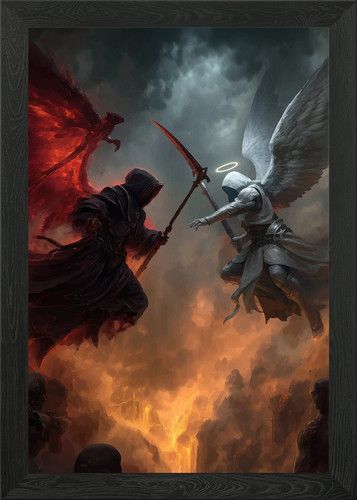 Angel demon battle framed - demon,