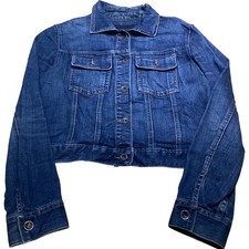 Banana Republic Denim Jacket Women's M Blue Button-Front Stretch Cotton