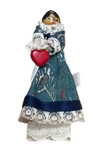 1970’s  Liberty Of London Wooden Peg Doll Holding A Red Heart