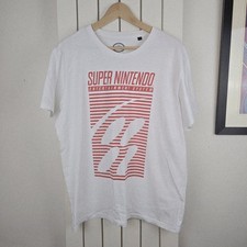 Offical Super Nintendo SNES Console Logo Mario Zelda Retro T-Shirt Mens Large 