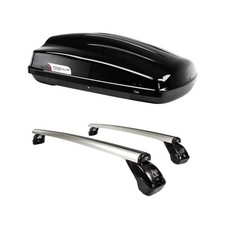 Aluminium Aero Lockable Roof Bars & Roof Box 340L For VW Beetle 2011-2018