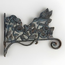 VTNG Cast Iron 11.5 inch Ornate Plant Hanger Bracket Hummingbird& Morning Glory