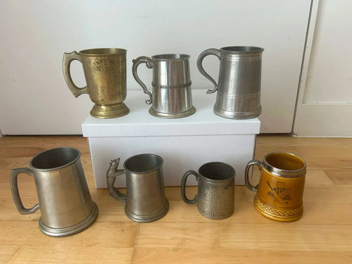 Vintage pewter pottery brass - vintage,